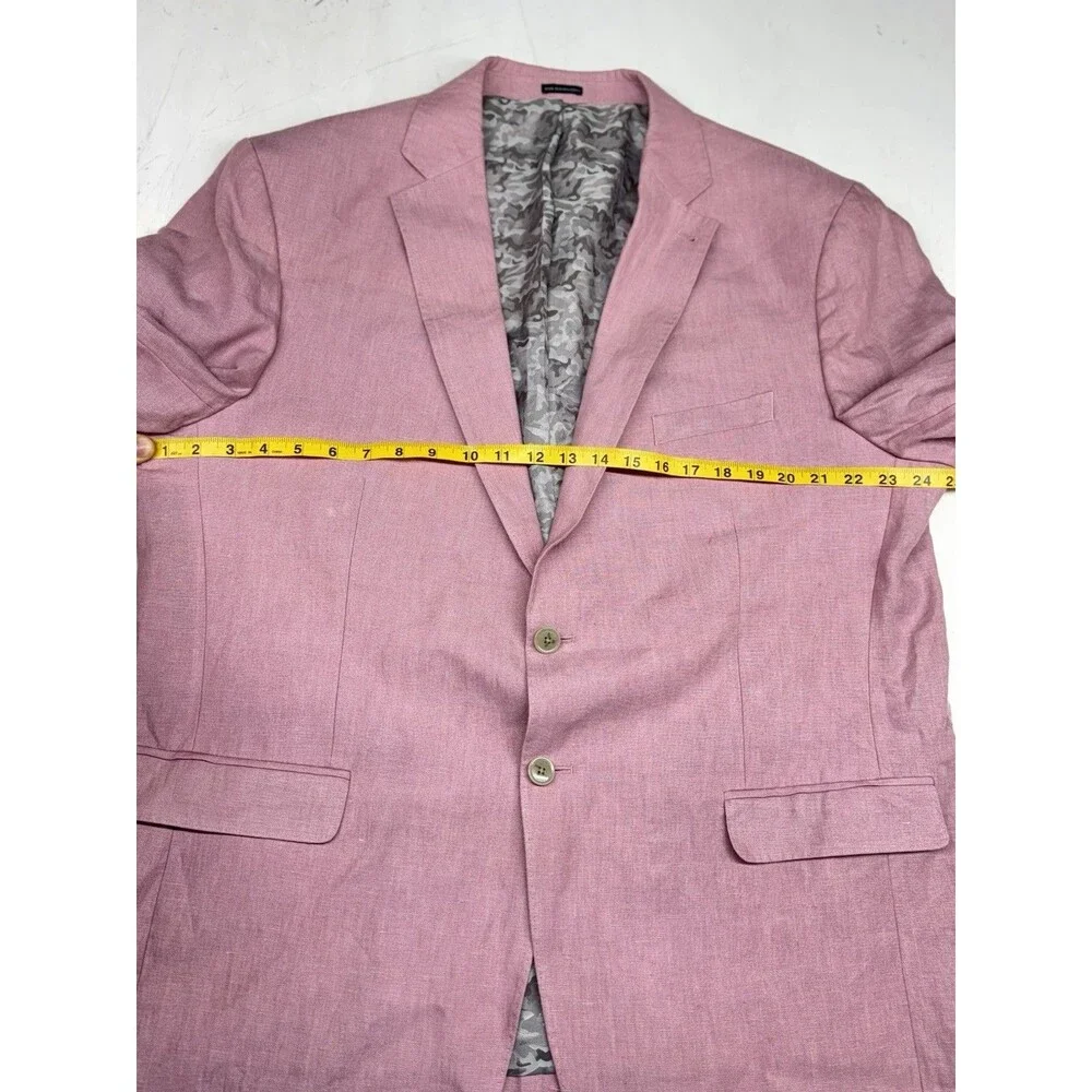 Joseph Abboud Men’s 2 Piece Pink 100% Linen Suit 48R 42x30 Summer Wedding Casual